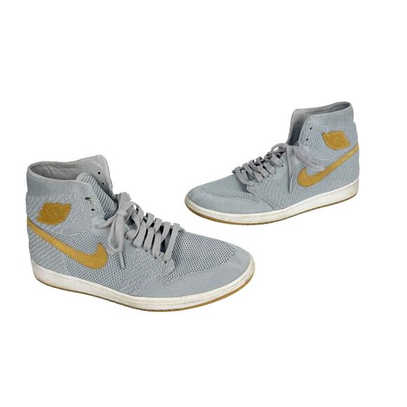 Nike Air Jordan 1 Retro OG Flyknit High Wolf Grey Sz 13 - Picture 1 of 10